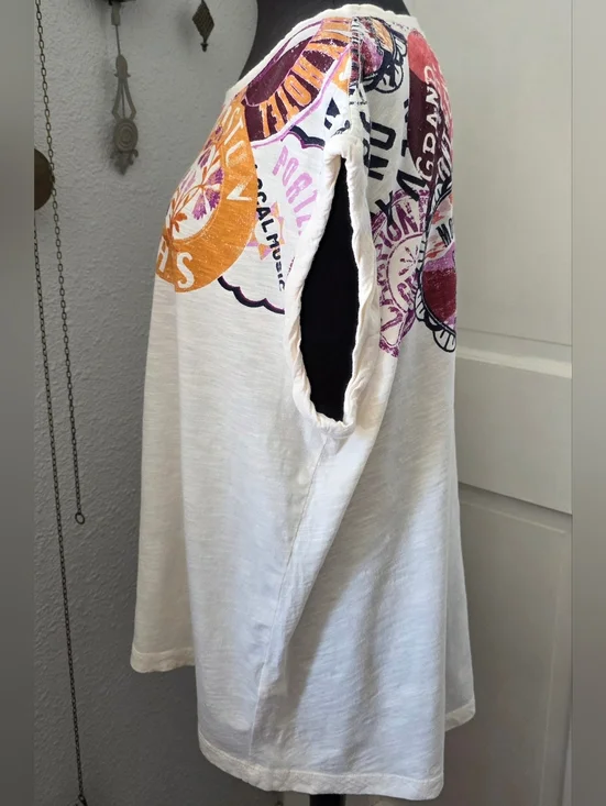 Maeve White Sleeveless Tank with Multicolor Badge Prints - Picture 4 of 9